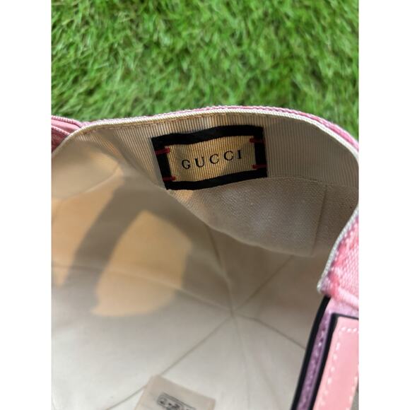 Gucci GG Monogram Pink Canvas Baseball Cap Hat Made in Italy Unisex Size Medium - Picture 4 of 5